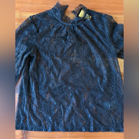 H&M Black Lace Blouse | Sheer Long Sleeve Top | Elegant & Versatile Small US 4 - Picture 7 of 9